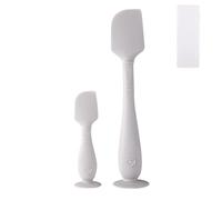 2pcs Spatules Crème pour les Fesses de Bébé avec Étui, 2 Tailles Applicateur Pâte en Silicone Souple et Flexible Spatule Crème Contre l'Érythème Fessier Brosse pour Fesses Nouveau-Né(Gris)