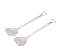 2pcs Spoon de café en forme de coeur en acier inoxydable, cuillères à dessert pour la maison, le restaurant, le café et le bar (Argent)