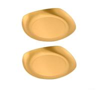 2PCS Square Stainless Steel Plates 9.5cm Gold pour sauce Dish(Gold)