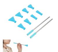 2PCS Stainless Steel Straw Blow Nozzles, Multifunctional Acrylic Fluid Art Tools Paint Pouring Spout Pour Painting Supplies for Dutch Pouring (Bleue)