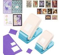 2Pcs Stamp Punch, 1.5X1.25in and 1x0.8in Rectangular Postage Stamps Punches,Craft Lever StampCutter Hole Puncher