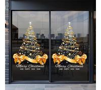 2pcs Stickers Grand Sapin De Noel Doré, 65x 45cm Stickers Muraux Sapin De Noels Doré, Autocollants Statiques En Forme D'arbre De Noel, Autocollants De Fenêtre SapinDe Noël Pour Fenêtre Vitrine