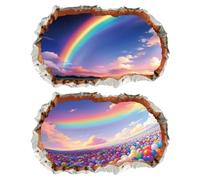 2PCS Stickers Muraux 3D Arc en Ciel Licorne XXL - Rose Nuage Autocollant Mural Avec Citation - Wall Stickers Décoration Murale Pour Chambre Enfant Bébé Fille Pépinière 58x100cm