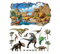 2PCS Stickers Muraux Dinosaure 3D fenêtre XXL Animaux T-Rex M007 Autocollants DIY Poster Vinyle Papier Peint Wall Stickers Chambre Enfant Bébé Garçon Decoration 580x1000mm