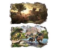 2PCS Stickers Muraux Dinosaure 3D fenêtre XXL Animaux T-Rex M011 Autocollants DIY Poster Vinyle Papier Peint Wall Stickers Chambre Enfant Bébé Garçon Decoration 580x1000mm
