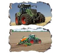 2PCS Stickers Muraux Tracteur 3D fenêtre XXL Agriculture M004 Autocollants DIY Poster Vinyle Papier Peint Wall Stickers Chambre Enfant Bébé Garçon Decoration 580x1000mm