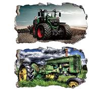 2PCS Stickers Muraux Tracteur 3D fenêtre XXL Agriculture M013 Autocollants DIY Poster Vinyle Papier Peint Wall Stickers Chambre Enfant Bébé Garçon Decoration 580x1000mm