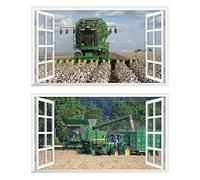 2PCS Stickers Muraux Tracteur 3D fenêtre XXL Agriculture V043 Autocollants DIY Poster Vinyle Papier Peint Wall Stickers Chambre Enfant Bébé Garçon Decoration 580x1000mm