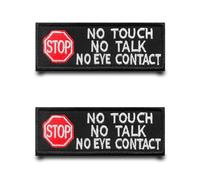2pcs Stop No Touch No Talk No Eye Contact Chien Service Patch Tactiques Entièrement Brodé Appliques Anneaux Crochets Drôle Drapeau Patch Pour Chien Sac À Dos,Vêtements,Vestes,Gilets,Sacs,Jeans