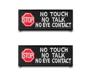 2pcs Stop No Touch No Talk No Eye Contact Chien Service Patch Tactiques Entièrement Brodé Appliques Anneaux Crochets Drôle Drapeau Patch Pour Chien Sac À Dos,Vêtements,Vestes,Gilets,Sacs,Jeans