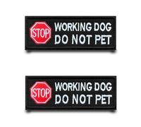 2pcs Stop Working Service Dog Do Not Pet Patch Chien Service Tactiques Broderie Patch, Appliques Anneaux Crochets Militaire Drôle Drapeau Patch Pour Chien Vêtements,Sac À Dos,Vestes,Gilets,Sacs