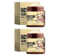 2Pcs Suif Fouetté et Baume au Miel 120g, Suif de Boeuf Hydratant pour le Visage et le Corps, Crème Peau Sensible avec Vitamine E, Sans Parfum