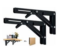 2PCS Support d' Étagères Pliable 300mm Équerre Pliante Étagère Murale Support Pliante Robuste Noir Support Console Pliable pour