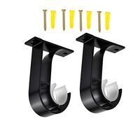 2pcs Support de Plafond pour Tringle à Rideau Draperie Tringle Supports Noir Supports pour Barre Rideau, Rideau Dressing, Tringle Penderie, Tringle à Serviette, Fixations pour Tringle à Rideaux