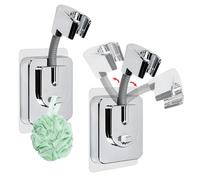 2PCS Support de Pommeau de Douche sans Perçage, Réglable Support Pommeau de Douche, Adhésif Puissant, Supports Pommeaux de Douches Mural Porte Pommeaux de Douches pour Salle de Bain