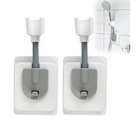 2PCS Support de Pommeau de Douche Sans Perçage, Support De Douche Réglable, Support mural pour pommeau de douche pour salle de bain réglable avec adaptateur en silicone, Argent