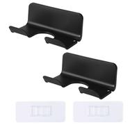 2pcs Support de Sèche-Cheveux, Support de Sèche-Cheveux à Fixation Murale Ajustement Universel Support de Sèche-Cheveux sans Perçage Crochet Sèche Cheveux pour Armoire de Salle de Bain (Noir)