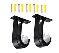 2pcs Support de Tringle à Rideau Supports de Fixation au Plafond Support Tringle Penderie en Alliage de Zinc pour Chambre Salon avec Vis Tuyaux d'expansion (Noir)