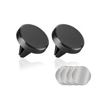 2PCS Support Telephone Voiture Magnetique, avec 4 Plaques Métalliques, Porte Smartphone Aimanté Universel pour Appareils Mobiles, Compatible Aérateurs Horizontaux, Fixation Auto Sécurisée