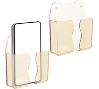 2pcs Supports De Téléphone Muraux, Support Mural En Plastique Téléphone Portable Support De Chevet Pour Smartphone Accessoires Pour Iphone Et Android (Or Ambré)[Pop948934]