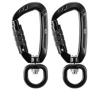 2pcs Swivel Carabiner Clip 360° Rotatable Spinner Carabiner Small Auto Locking Carabiner 4KN Maiju