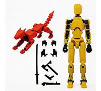2pcs T13 Action Figurine Figurine D'action Imprimée en 3D modèle d'activité robotique figurine d'action jouet chien robot figurine d'action animale les canapés chambres chambres salons (jaune-rouge)
