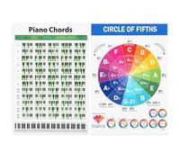 2pcs Tableaux Accords Piano, 21 x 30 cm Cercle Des Quintes Affiche Clavier Piano Imperméable, Aide-Mémoire pour Professeurs Musique Étudiants Compositeurs Amateurs Musique Débutants