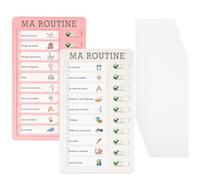 2pcs Tableaux Routine Enfant Liste Planning de Tâches à Faire to do List Tableau Mémo Checklist Réutilisable et 12 Cartes Liste de Contrôle personnaliser DIY pour Tâches Ménagères Rappel Plan d'Études