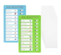 2pcs Tableaux Routine Enfant Liste Planning de Tâches à Faire to do List Tableau Mémo Checklist Réutilisable et 12 Cartes Liste de Contrôle personnaliser DIY pour Tâches Ménagères Rappel Plan d'Études