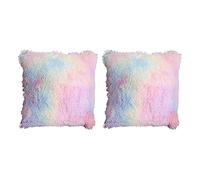 2pcs Taie D'Oreiller Fausse Fourrure Deluxe Décoratif Taie D'Oreiller Canapé Super Doux Peluche Taie D'Oreiller Modernes Luxe Décoratifs de Maison Coussins pour Salon Canapé Chambre 40x40 Coloré