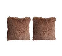 2pcs Taie D'Oreiller Fausse Fourrure Deluxe Décoratif Taie D'Oreiller Canapé Super Doux Peluche Taie D'Oreiller Modernes Luxe Décoratifs de Maison Coussins pour Salon Canapé Chambre 40x40 Marron
