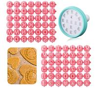2pcs Tampon Lettres pour Argile et un Outils Combinés Tampons Lettres et Chiffres en Plastique pour l'Argile Minuscules Tampons pour Biscuits Poterie Projets de Bricolage Rose