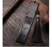 2pcs Tapez C Marque pages en bois sculpté de Style chinois, classique, orchidée de prunier, marque livre Vint