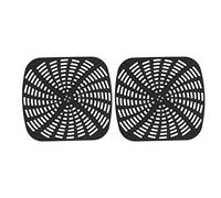 2pcs Tapis Silicone Réutilisable pour Friteuse, Tapis Anti - Rayures 22,2x20,7cm - Résistant à la Chaleur, Antiadhésif, Compatible Air Cooker (Noire)