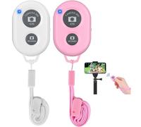 2PCS Télécommande Bluetooth Selfie sans Fil pour Smartphones avec Dragonne, Adapté pour Le Déclenchement de l'Obturateur, Compatible avec Apple iOS et Android/iPhone/iPad/Samsung/Autres Téléphones