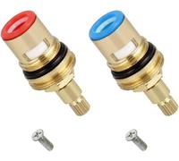 2Pcs Tête a Disques Céramique,1/2"" Cartouches Céramique,de Rechange pour Robinet en Laiton 20 Crans x 53mm Rechange(Chaud et Froid)