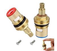 2Pcs Tête a Disques Céramique Robinets de Rechange en Laiton et Céramique 1/2" Quart de tour Cartouches pour Robinet Salle de Bain Cuisine Maison