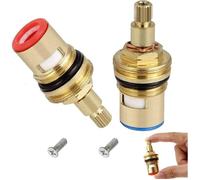 2Pcs Tête a Disques Céramique Robinets de Rechange en Laiton et Céramique 1-2"" Quart de tour Cartouches pour Robinet Salle de A420