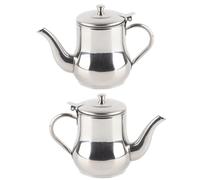 2pcs théière en acier inoxydable, 500 ml de thé à l'huile amovible à l'huile de perfussion avec filtre en feuille de feuille en feuille pour les restaurants de l'hôtel à la maison (Argent)