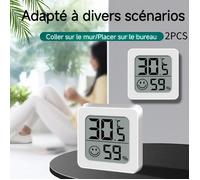 2PCS Thermohygromètre numérique d'intérieur - Mini - Affichage LED - Convient pour la maison et la voiture