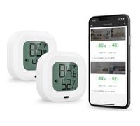 2pcs Thermomètre hygromètre, station météo sans fil Bluetooth, Mini Bluetooth Temp Humidity Monitor with Data Export for iOS