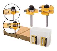 2Pcs Tige Fraise Tenon Bouveter Défonceuse Langue Rainure Router Bit Bois
