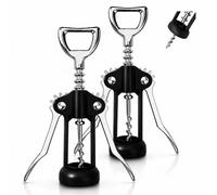 2PCS Tire Bouchon à Levier, Ouvre bouteille, Tire-Bouchons à Ailettes Noir, Décapsuleur Ergonomique pour Vin et Bière, Outil de Bar Durable, Accessoire Cuisine pour Maison et Restaurant