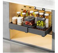 2pcs tiroir coulissant cuisine sdhesif-MENGDA-Tiroirs coulissants extensibles et de rangement-32-52*42*7.5cm-Noir