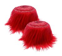 2Pcs Tissu Fabric Furry Fausse Fourrure Bandes Prédécoupées 2x60 Pouces Ruban en Fourrure Synthétique Tissu en Fourrure Synthétique pour Gnome Barbe Père Noël Cheveux Nain DIY Artisanat Décoration