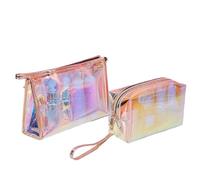2pcs TPU Transparent Laser Style Make-up Bag Water-Proof Large Capacity Storage Comestic Handbag Wash Bag