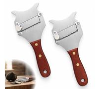 2PCS Trancheur de Truffes avec Lame Réglable, Trancheur de Truffes Réglable en Acier Inoxydable avec Poignée en Bois, Coupe Fromage et Coupe Truffe pour Chocolat, Fromage, Champignons, Ail et Légumes