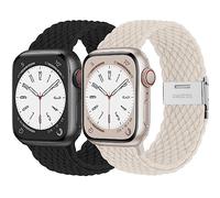 2Pcs Tressée bracelet Compatible avec Apple watch serie 9/8/7 41mm 45mm 6 5 4 se 44mm 40mm iWatch 3 42mm 38mm Femme/Homme,Sport Nylon Elastique Compatible avec Apple watch Ultra/2 49mm Band
