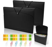 2pcs Trieur 13 Pochettes, A4 Range Document Plastique Classement Extensible Accordéon Organiseur, Trieur Valisette Classeur Organiseur Documents Accordéon Document Avec Onglets De Couleur