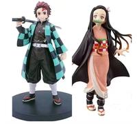2pcs Tueur de démons Figurines en PVC Tanjirou Nezuko Anime Kimetsu no Yaiba Figurine Jouet modèle réduit